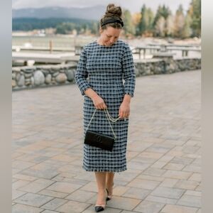 Dainty Jewell's Winter Symphony Dress Navy Tweed